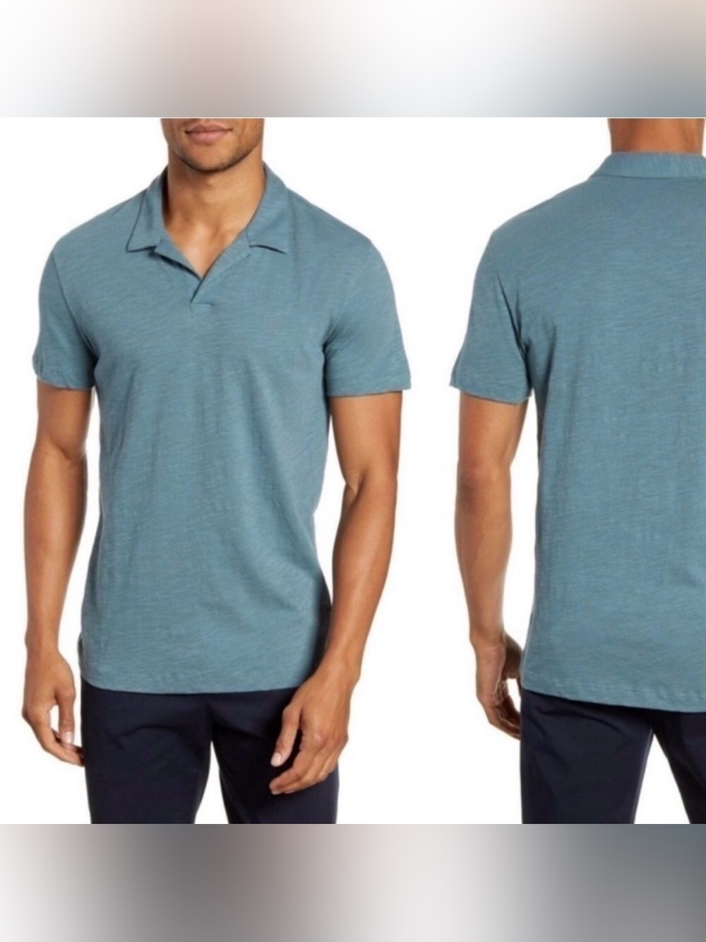 Theory Willem Strato Cotton Polo Shirt XL Blue Lightweight